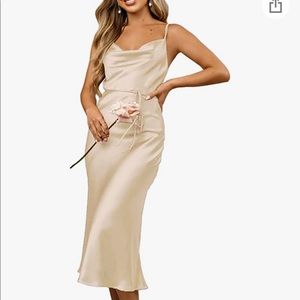 beige satin dress